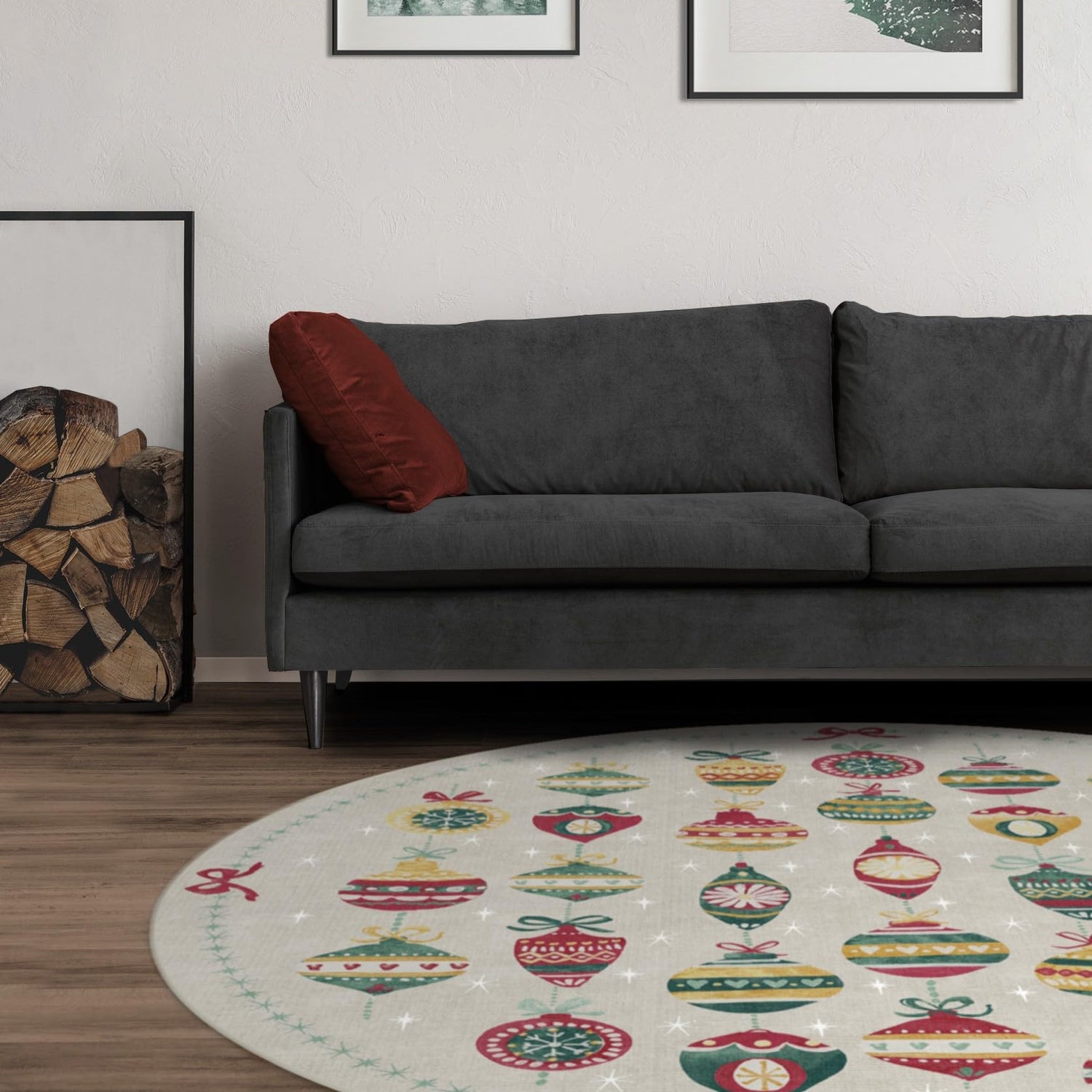 RUGGABLE Winter Plaid Washable Rug - Perfect Holiday Area Rug for Living Room Bedroom Kitchen - Pet &amp; Child Friendly - Stain &amp; Water Resistant - Dress Stewart Tartan Plaid 3&