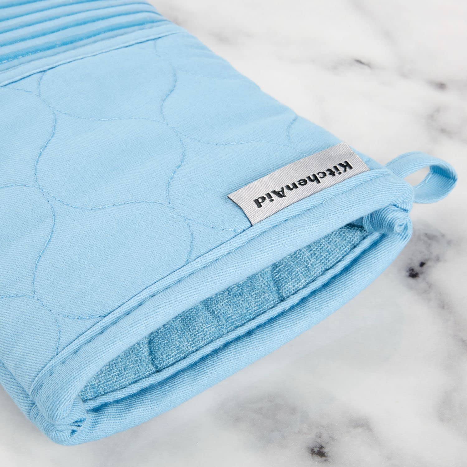 KITCHENAID Quilted Cotton Terry Cloth Oven Mitt, Pot Holder, Kitchen Towel 4-Pack Set, Heat Resistant, Silicone Grip, Gift Set, Milkshake, 16&quot;x26&quot;, 7&quot;x13&quot; &amp; 7&quot;x10&quot;