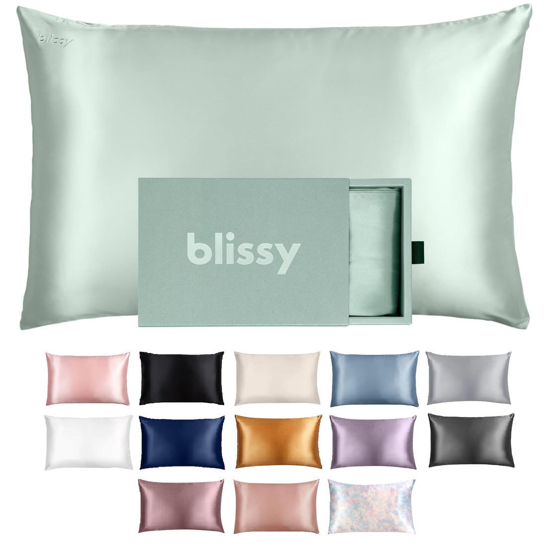 Blissy Silk Pillowcase - 100% Pure Mulberry Silk - 22 Momme 6A High-Grade Fibers - Silk Pillow Cover for Hair &amp; Skin - Regular, Queen &amp; King with Hidden Zipper (Standard,Blissy White)