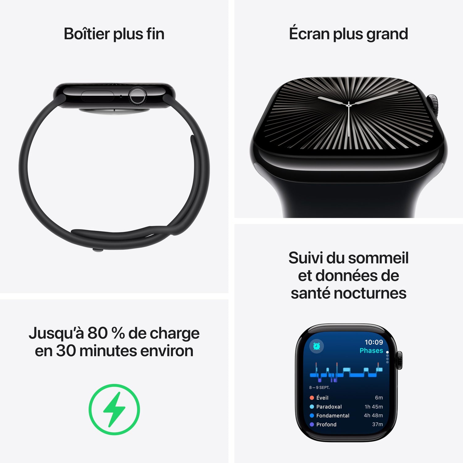 Apple Watch Series 10 [GPS 46mm] Smartwatch with Jet Black Aluminium Case with Black Sport Band. Fitness Tracker, ECG App, Always-On Retina Display, Water-Resistant