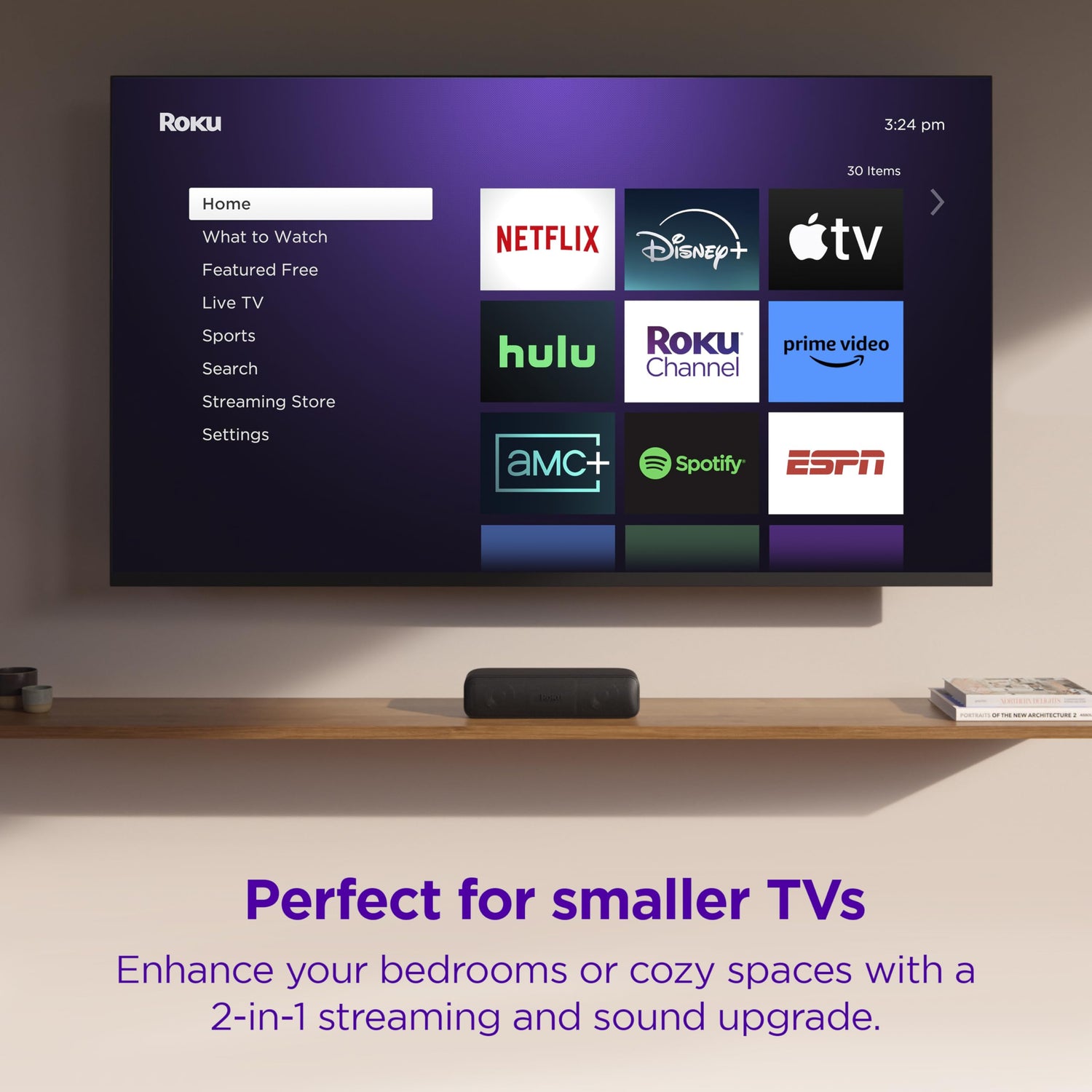 Roku Streambar SE | 2-in-1 TV Soundbar with Built-in 4K/HD/HDR Streaming, Premium Speakers, &amp; Enhanced Speech Clarity for Crisp, Clear Dialogue - Quick Guided Simple Setup
