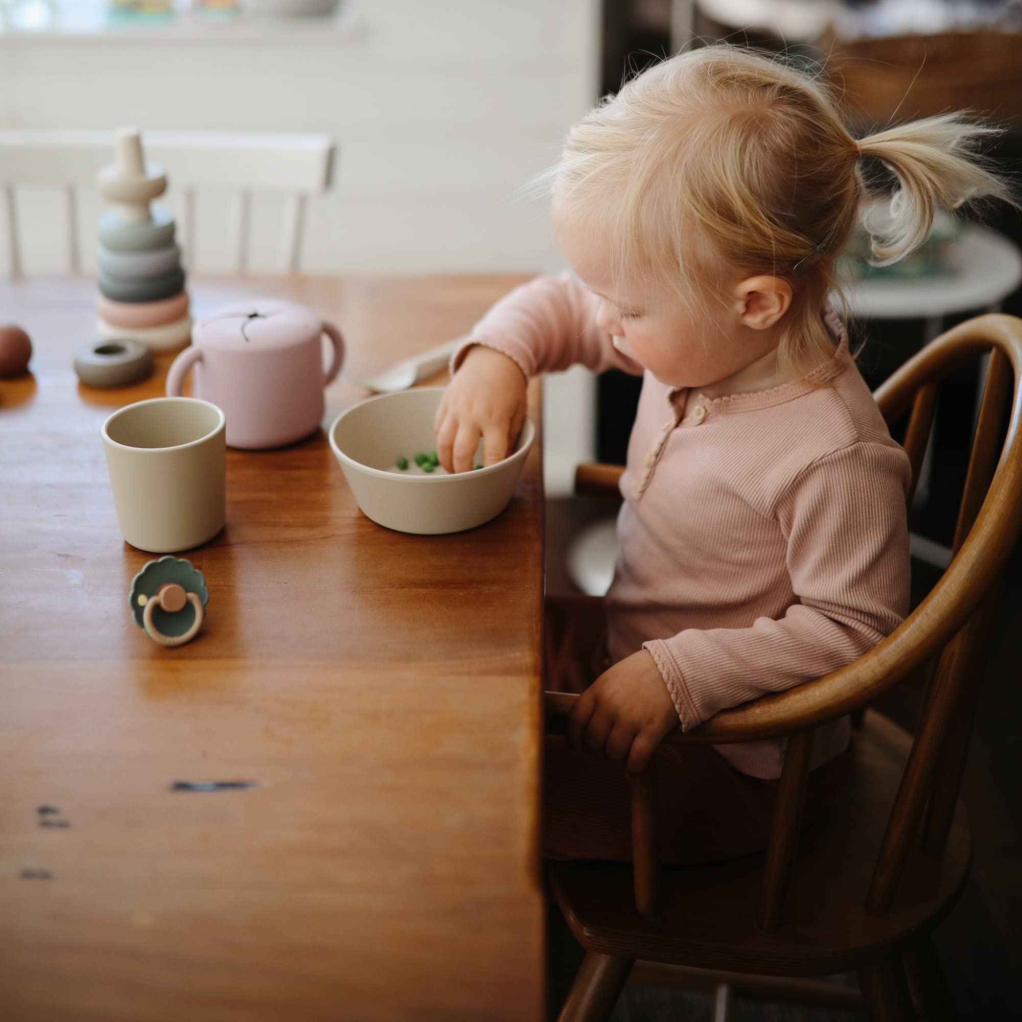 mushie Flatware Fork and Spoon Set for Kids | Made in Denmark (Sage)
