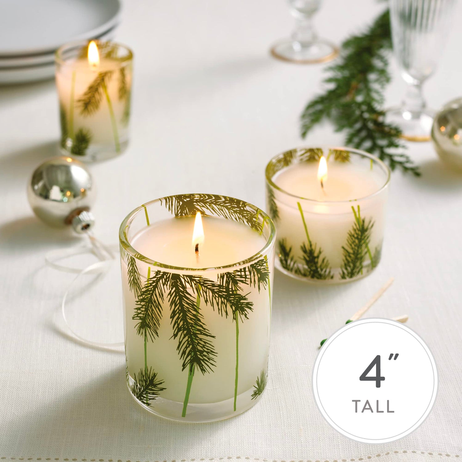 Thymes Frasier Fir Statement 3-Wick Candle - Scented Candle with Crisp Notes of Siberian Fir Needles, Cedarwood, and Relaxing Sandalwood - Luxury Home Fragrance - Silver Candle (12.5 oz)
