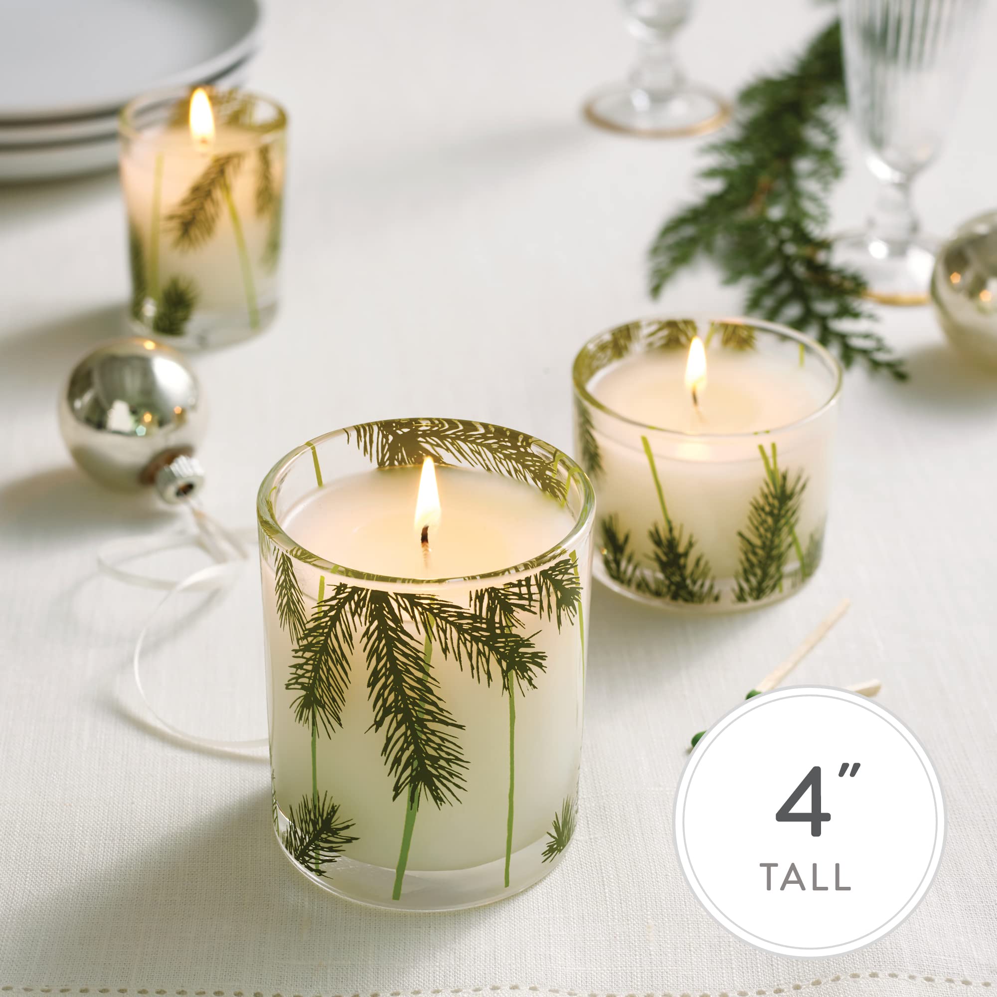 Thymes Frasier Fir Statement 3-Wick Candle - Scented Candle with Crisp Notes of Siberian Fir Needles, Cedarwood, and Relaxing Sandalwood - Luxury Home Fragrance - Silver Candle (12.5 oz)