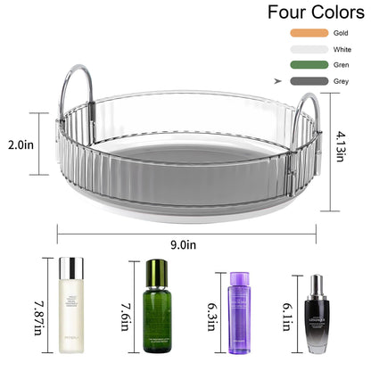 YCIA&amp;DONE 360 Rotating Makeup Organizer and Storage for Vanity Bathroom Countertop, High Capacity Cosmetic Skincare Perfume Organizer for Dresser Lazy Susan Organizers(Clear White,2 Tiers)