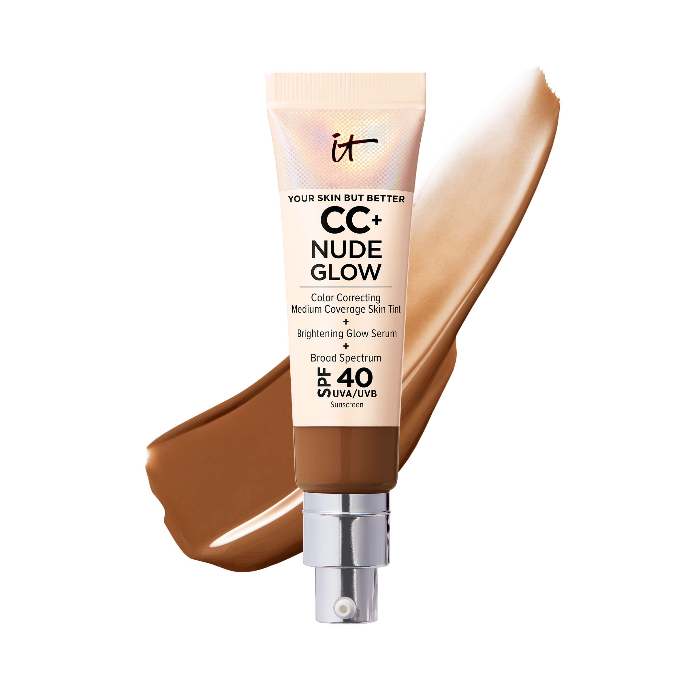 IT Cosmetics CC+ Nude Glow Lightweight Foundation + Glow Serum with SPF 40 - With Niacinamide, Hyaluronic Acid &amp; Green Tea Extract - 1.08 fl oz