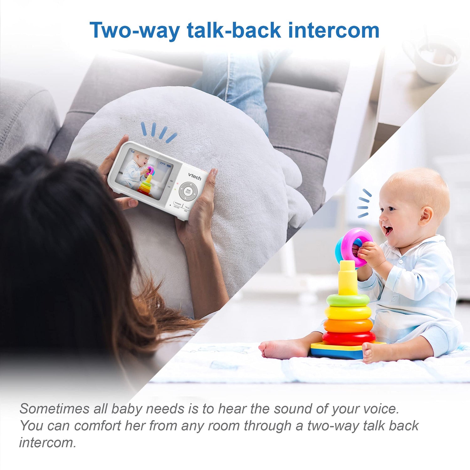 VTech VM819 Baby Monitor, 2.8” Screen, Night Vision, 2-Way Audio, Temperature Sensor and Lullabies, Secure Transmission No WiFi