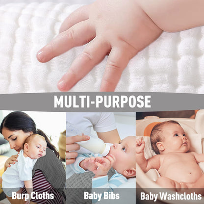 Yoofoss Muslin Burp Cloths for Baby 10 Pack 100% Cotton Baby Washcloths for Boys Girls Large 20&