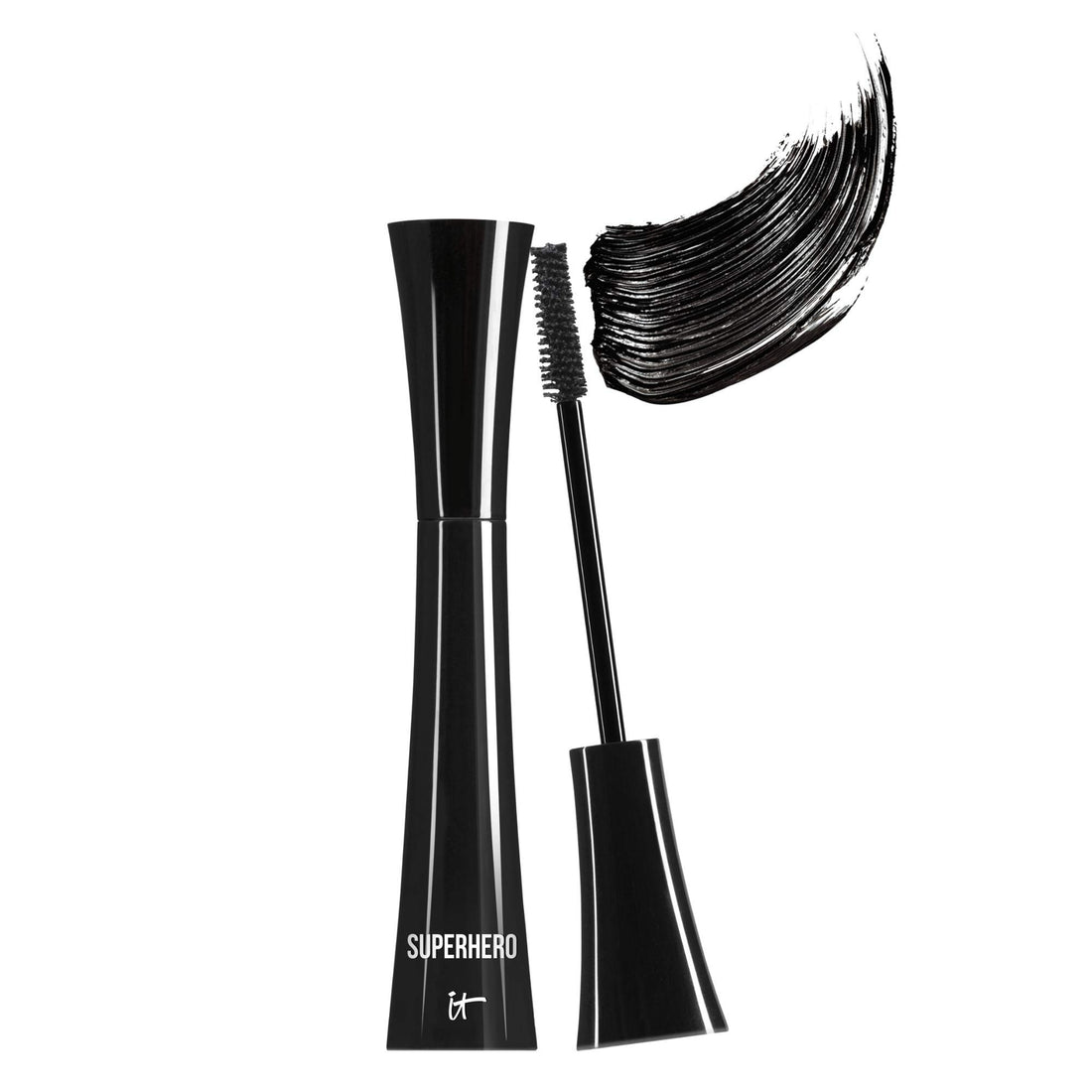 IT Cosmetics Superhero Mascara – Super Elastic Stretch Black Mascara for Volume &amp; Length - Volumizing Mascara with Collagen, Biotin &amp; Peptides – Suitable Makeup Mascara for Sensitive Eyes