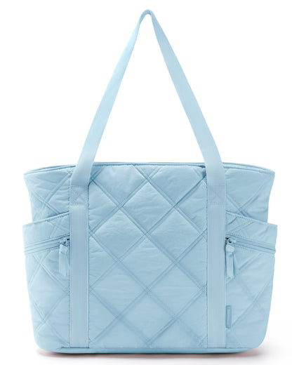 BAGSMART Tote Bag for Women, Puffer Tote Bags with Zipper, Travel Essentials Quilted Nurse Bag Carry On Bag Gifts for Women