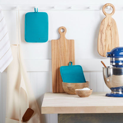 KitchenAid Ribbed Soft Silicone Water Resistant Pot Holder Set, Milkshake , 2 Piece Set, 7&quot;x9&quot;