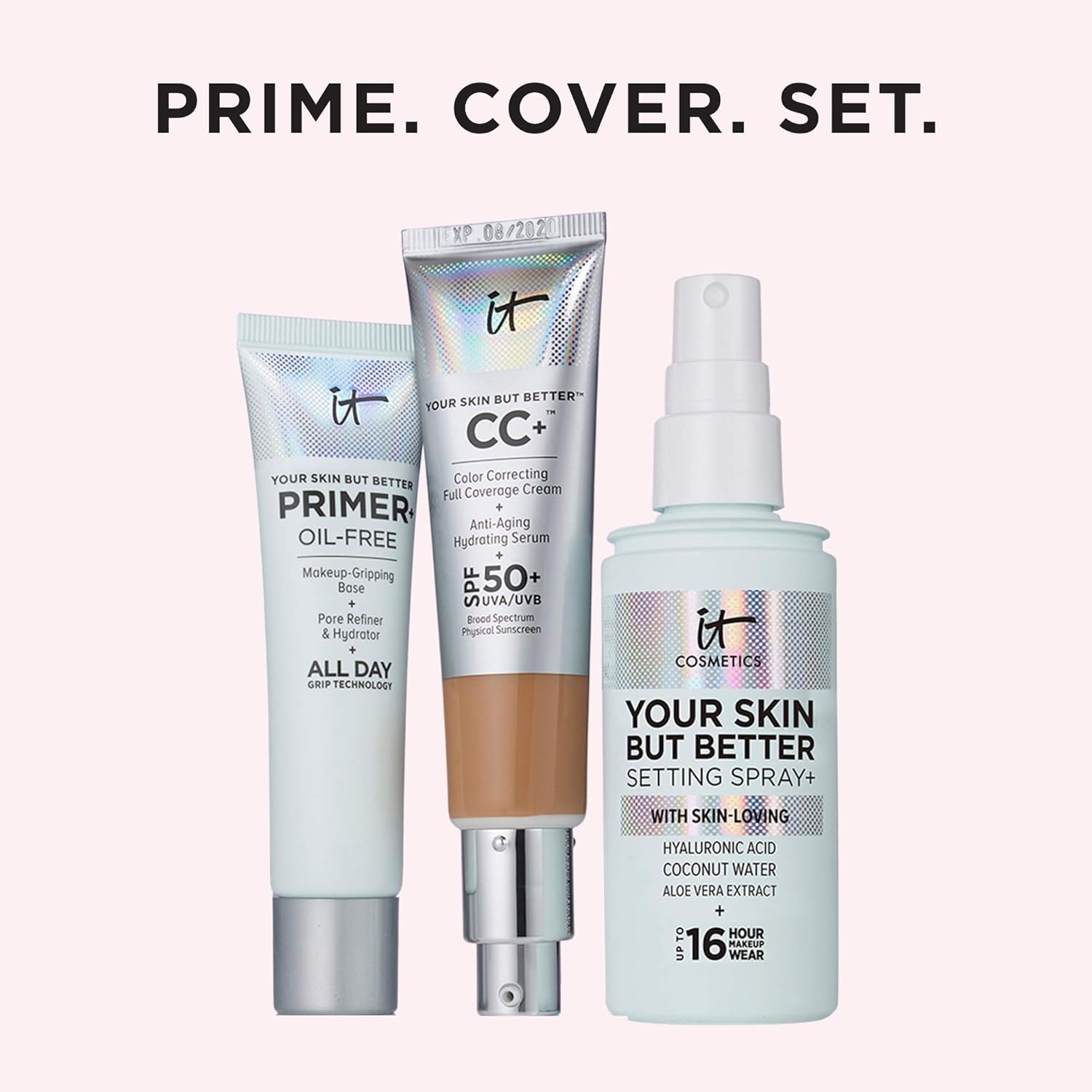 IT Cosmetics Your Skin But Better Makeup Primer+ - Extends Makeup Wear, Hydrates Skin, Refines the Look of Pores - With Glycerin, Bark Extract &amp; Ginger Root Extract - Oil-Free Formula - 1 fl oz