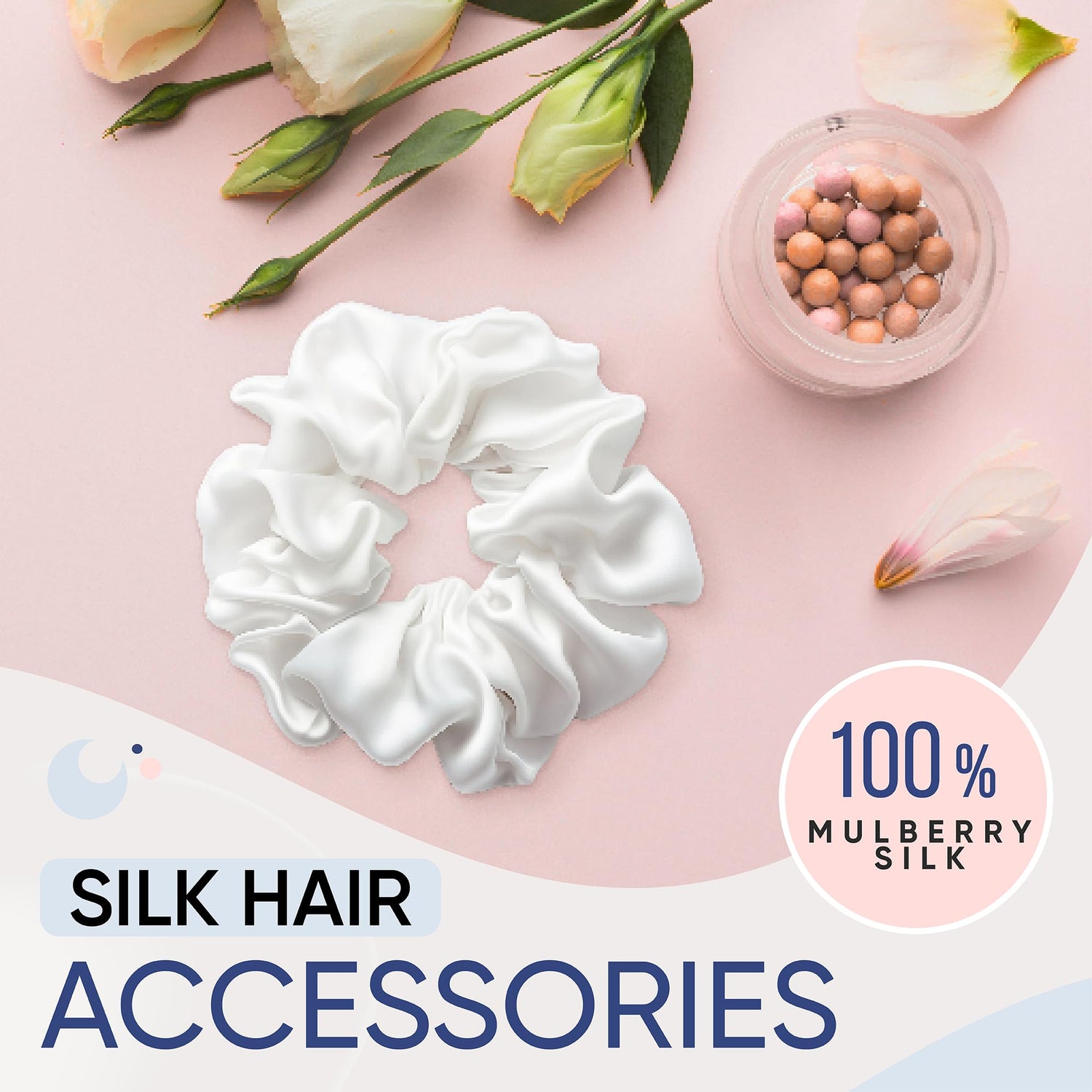 Blissy Silk Scrunchies (3 Pack) - 100% Pure Mulberry Silk - 22 Momme 6A High-Grade Fibers - Silk Scrunchie for Straight &amp; Curly Hair - Preventing Breakage, Tangling, &amp; Creasing (Black Skinny)