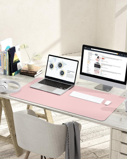 Non-Slip Desk Pad,Mouse Pad,Waterproof PVC Leather Desk Table Protector,Ultra Thin Large Desk Blotter, Easy Clean Laptop Desk Writing Mat for Office Work/Home/Decor(Pink, 23.6&quot; x 13.7&quot;)