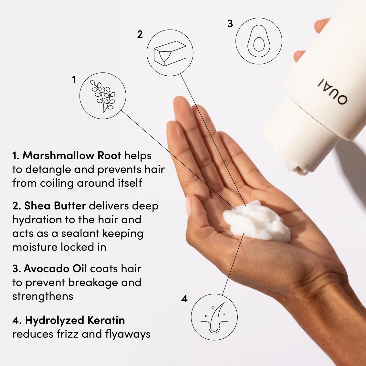 OUAI Fine Shampoo and Conditioner Set - Sulfate Free Shampoo and Conditioner for Fine Hair - Made with Keratin, Marshmallow Root, Shea Butter &amp; Avocado Oil - Free of Parabens &amp; Phthalates (10 Fl Oz)