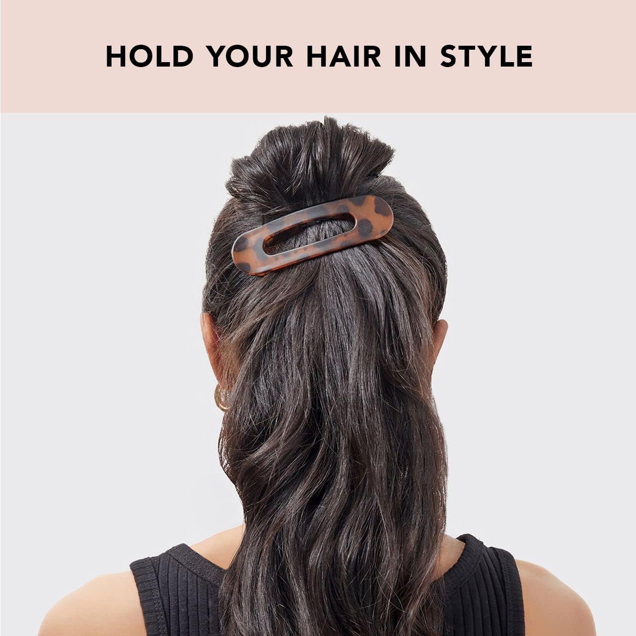 Kitsch Flat Hair Clips - Stylish Lay Down Claw Clips for Women with Thick Hair | Big Alligator Hair Clips for a Sleek Look | Large Hair Clips, 2pc (Black &amp; Tortoise)