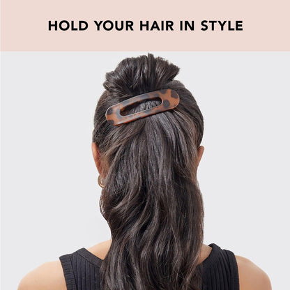 Kitsch Flat Hair Clips - Stylish Lay Down Claw Clips for Women with Thick Hair | Big Alligator Hair Clips for a Sleek Look | Large Hair Clips, 2pc (Black &amp; Tortoise)