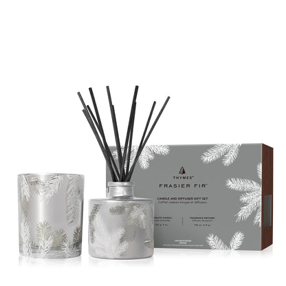 Thymes Frasier Fir Statement 3-Wick Candle - Scented Candle with Crisp Notes of Siberian Fir Needles, Cedarwood, and Relaxing Sandalwood - Luxury Home Fragrance - Silver Candle (12.5 oz)