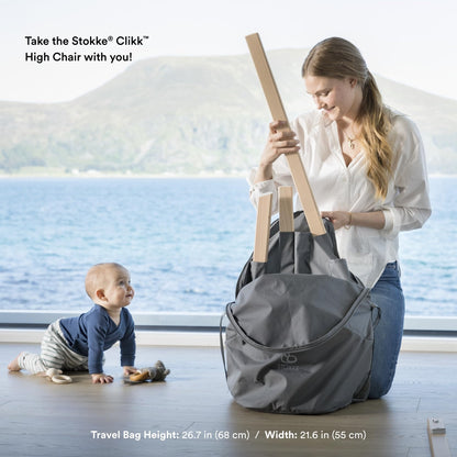 Stokke Clikk High Chair, Fjord Blue - All-In-One High Chair with Tray + Harness - Light, Durable &amp; Travel Friendly - Ergonomic with Adjustable Features - Best for 6-36 Months or Up to 33 lbs