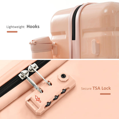 Merax 3 Pcs ABS Hardside Luggage Sets TSA Lock Spinner Wheel Suitcases, Pearly White, 20/24/28 Inch