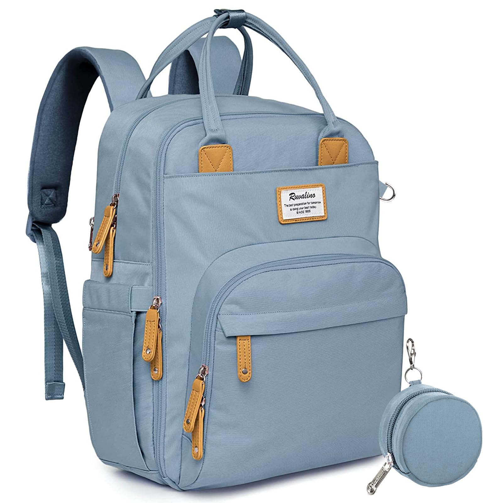 RUVALINO Diaper Bag Backpack, Multifunction Travel Pack Maternity Baby Changing Bags, Large Capacity, Waterproof, Beige