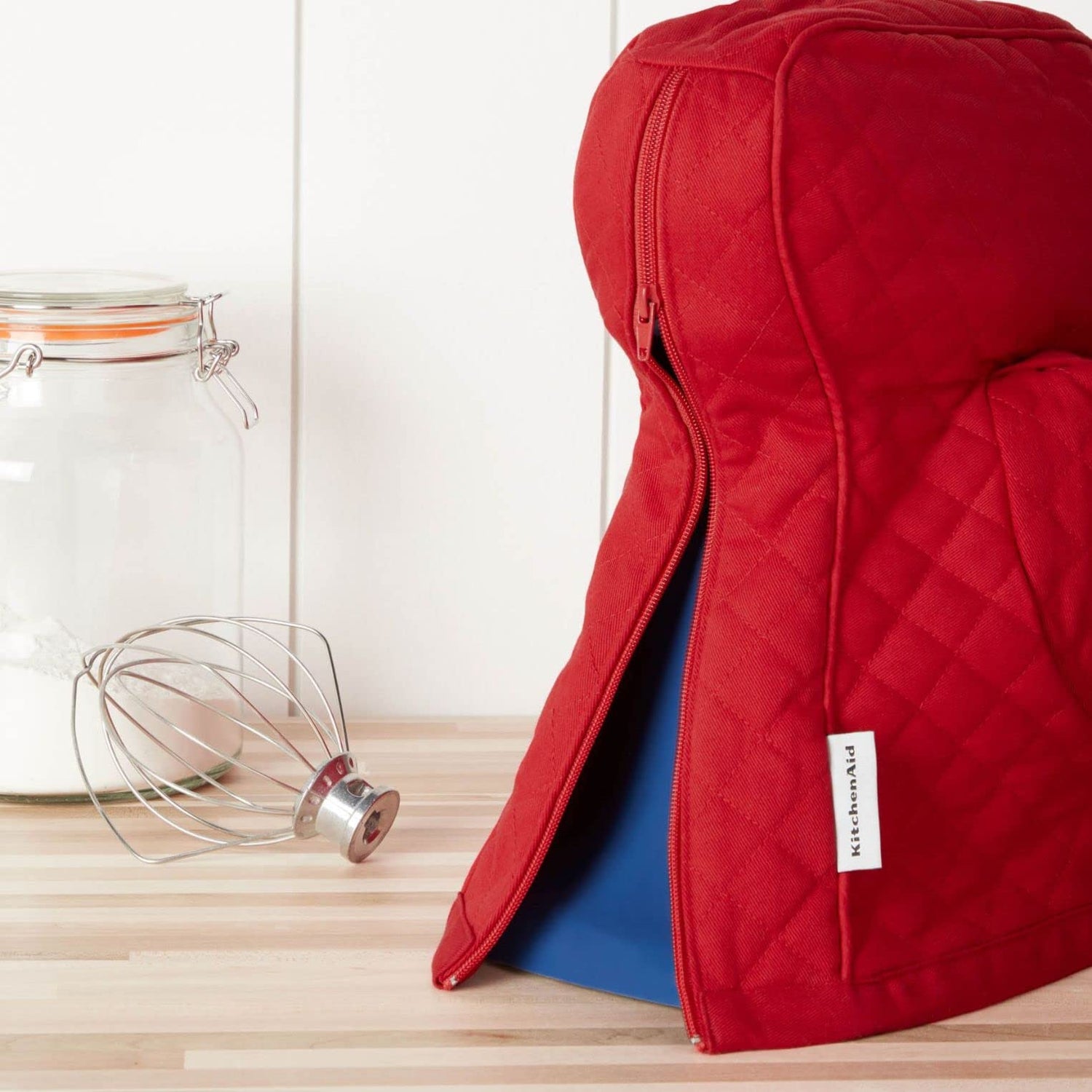 KITCHENAID Fitted Tilt-Head Solid Stand Mixer Cover with Storage Pocket, Quilted 100% Cotton, Milkshake, 14.4&quot;x18&quot;x10&quot;