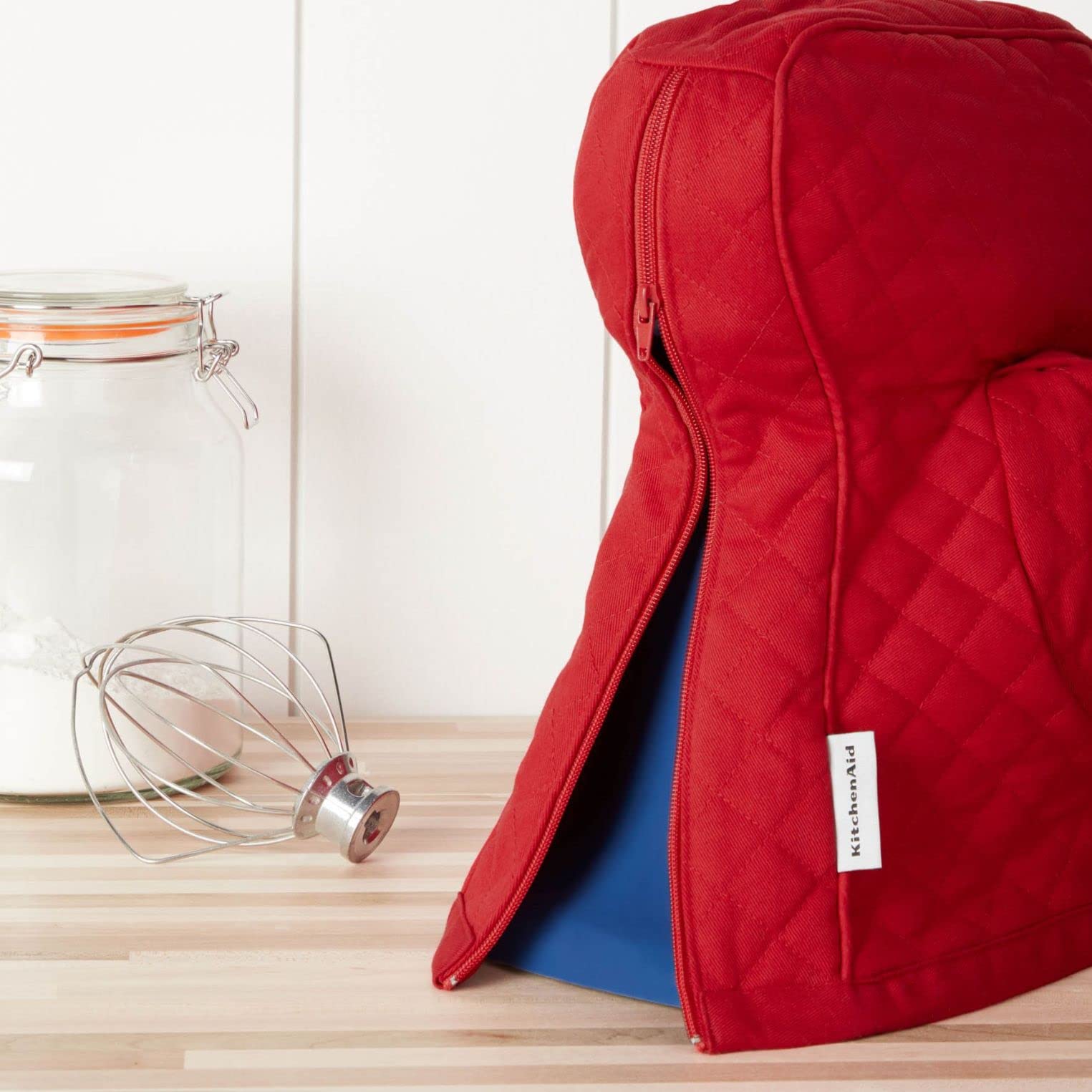 KITCHENAID Fitted Tilt-Head Solid Stand Mixer Cover with Storage Pocket, Quilted 100% Cotton, Milkshake, 14.4&quot;x18&quot;x10&quot;