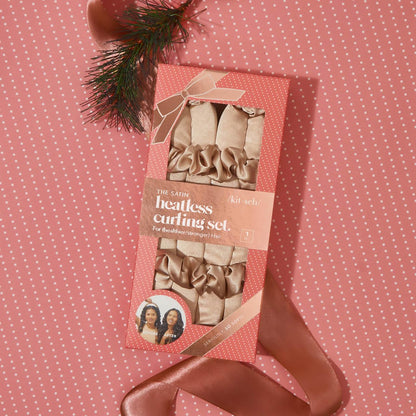 Kitsch Satin Heatless Curling Set for No-Heat Soft Curls | Overnight Hair Curlers &amp; Curling Rod Headband, Frizz-Free Styling | Gentle Rollers for All Hair Types - 1 Pack (Charcoal)