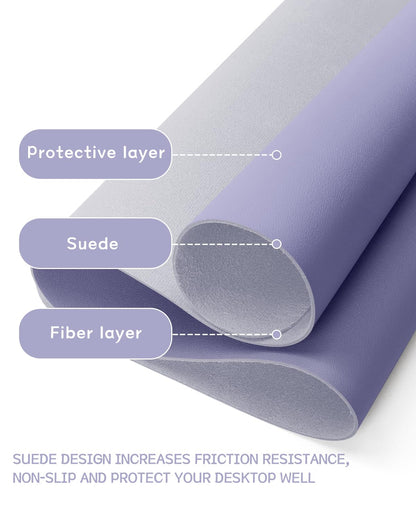 Non-Slip Desk Pad,Mouse Pad,Waterproof PVC Leather Desk Table Protector,Ultra Thin Large Desk Blotter, Easy Clean Laptop Desk Writing Mat for Office Work/Home/Decor(Pink, 23.6&quot; x 13.7&quot;)