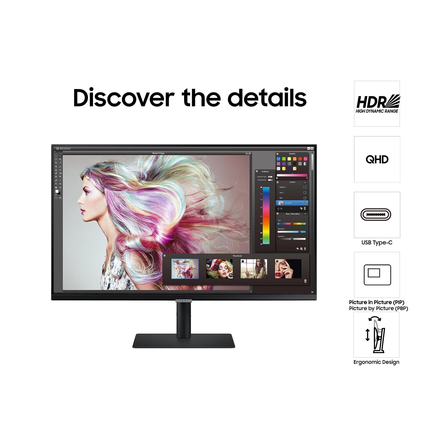 SAMSUNG 34-Inch ViewFinity S65TC Series Ultra-WQHD 1000R Curved Computer Monitor, HDR10, 100Hz, AMD FreeSync, Thunderbolt 4, Height Adjustable Stand, Built-in Speakers, Eye Care, LS34C650TANXGO, 2024