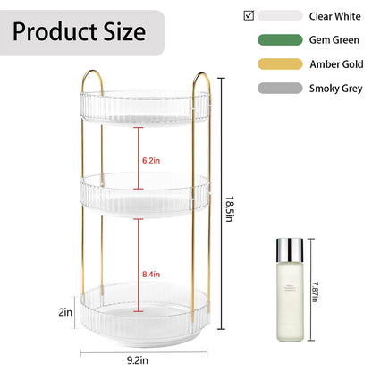 YCIA&amp;DONE 360 Rotating Makeup Organizer and Storage for Vanity Bathroom Countertop, High Capacity Cosmetic Skincare Perfume Organizer for Dresser Lazy Susan Organizers(Clear White,2 Tiers)