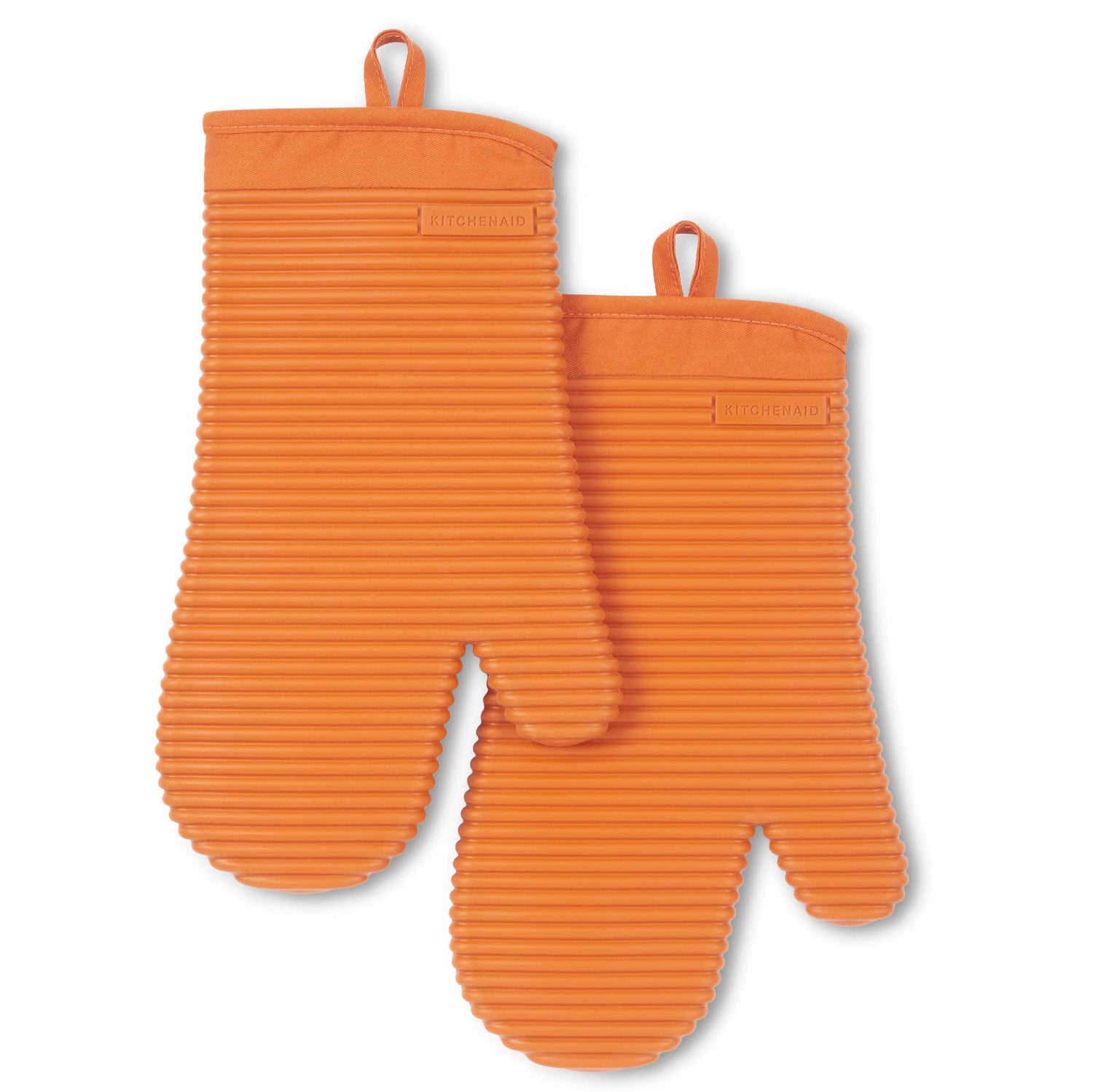 KitchenAid Ribbed Soft Silicone Oven Mitt Set, 7&quot;x13&quot;, Milkshake 2 Count