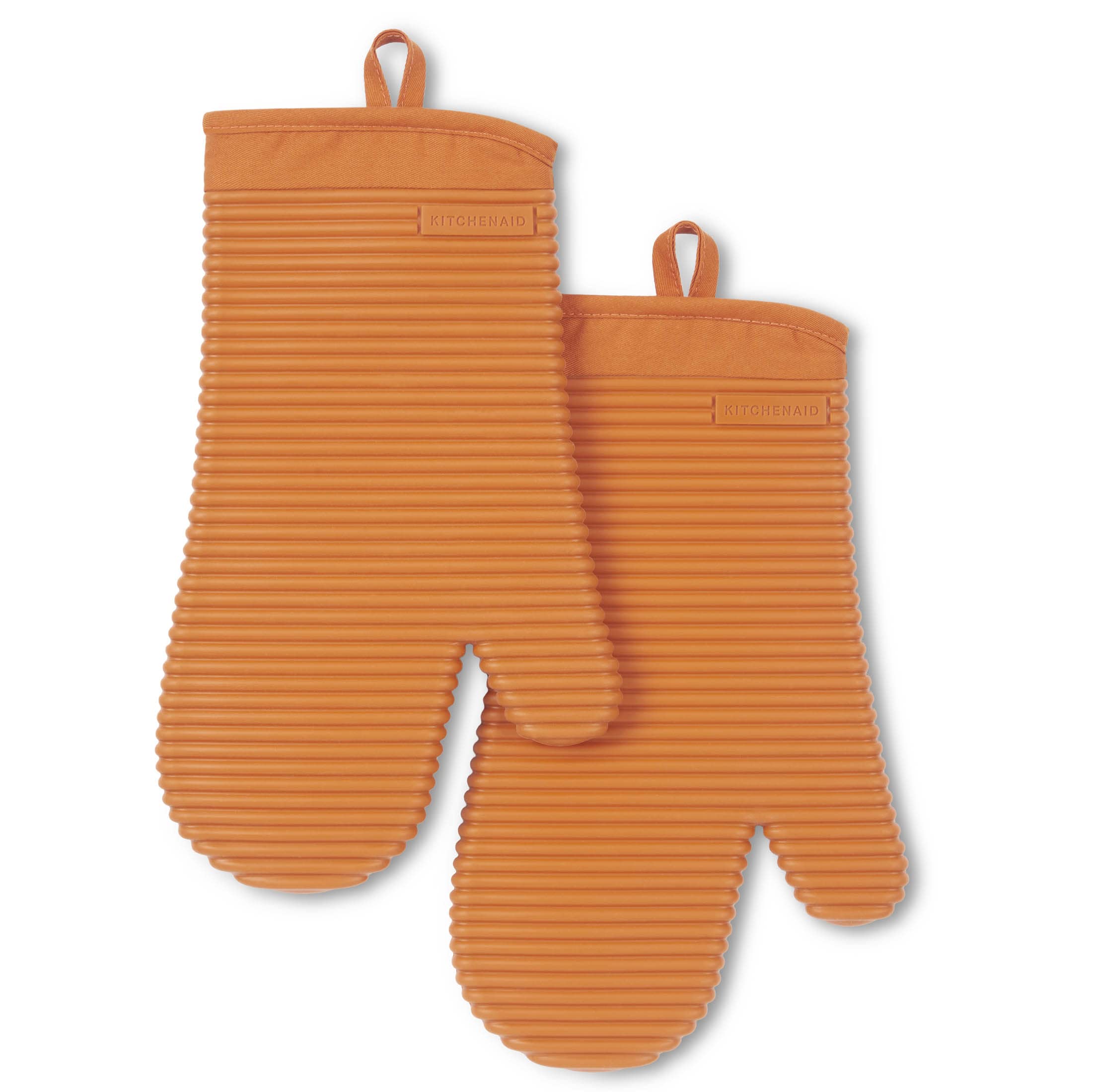 KitchenAid Ribbed Soft Silicone Oven Mitt Set, 7&quot;x13&quot;, Milkshake 2 Count