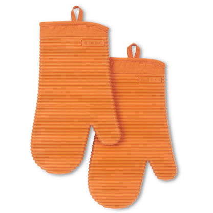 KitchenAid Ribbed Soft Silicone Oven Mitt Set, 7&quot;x13&quot;, Milkshake 2 Count