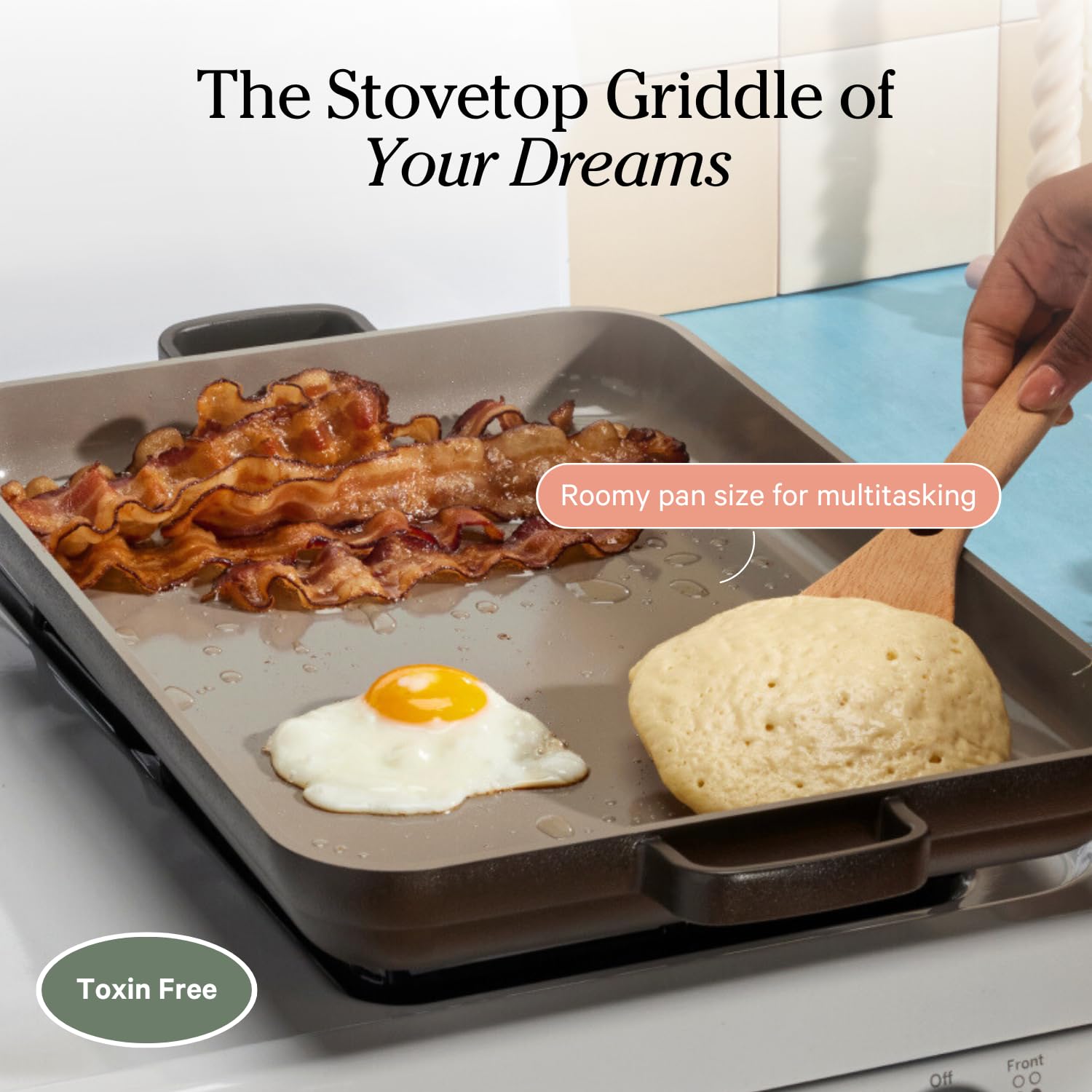 Our Place Griddle Pan - Versatile Nonstick Ceramic Sheet Pan &amp; Stovetop Griddle | Toxin-Free, Dual-Use, with Ergonomic Handles | 5 Qt Capacity, Oven Safe up to 450°F | Char