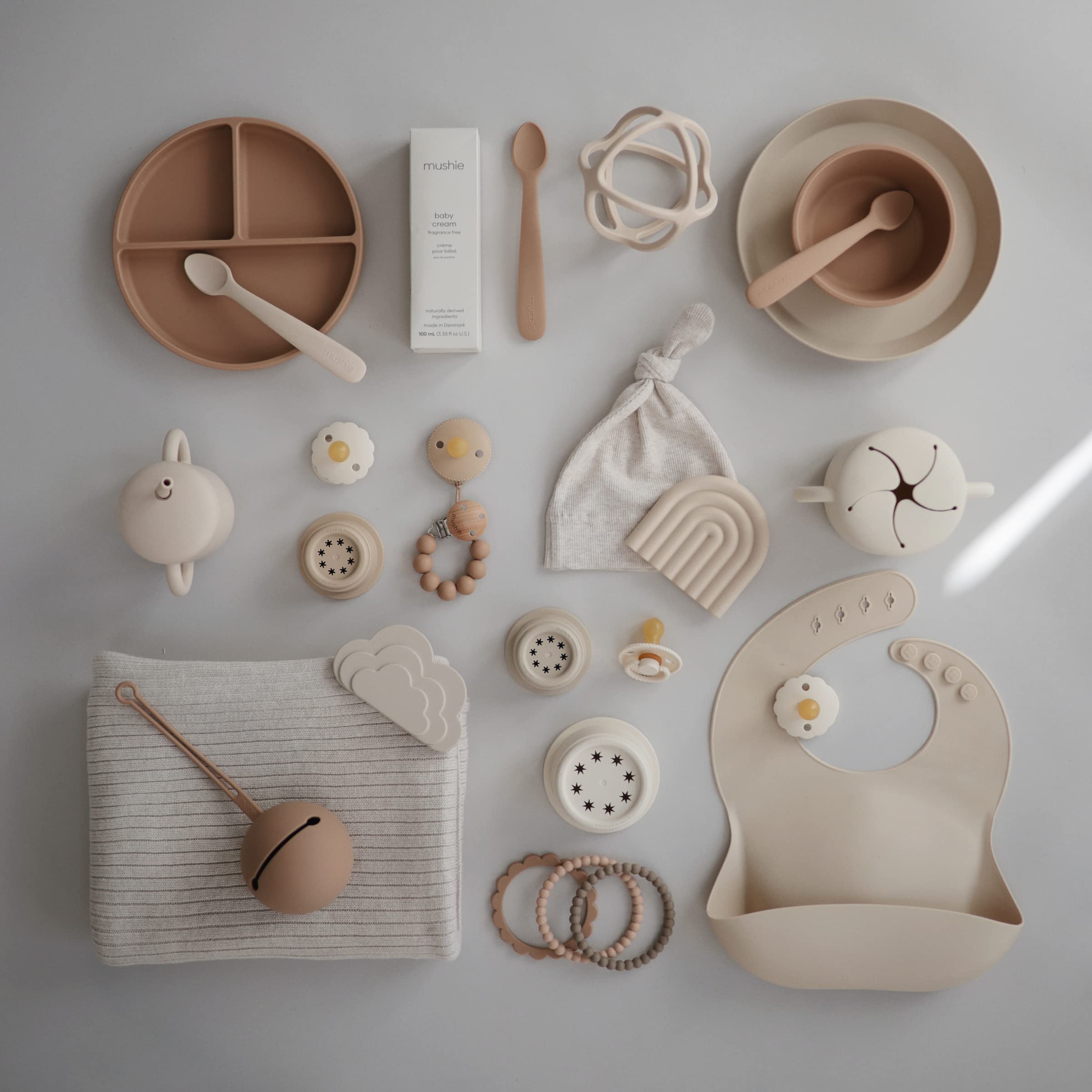 mushie Flatware Fork and Spoon Set for Kids | Made in Denmark (Sage)