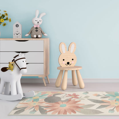 RUGGABLE Disney Classic Minnie Mouse Washable Rug - Perfect Area Rug for Nursery Playroom Kids Room - Pet &amp; Child Friendly - Stain &amp; Water Resistant - Trellis Pink 5&