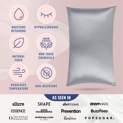 Blissy Silk Pillowcase - 100% Pure Mulberry Silk - 22 Momme 6A High-Grade Fibers - Silk Pillow Cover for Hair &amp; Skin - Regular, Queen &amp; King with Hidden Zipper (Standard,Blissy White)