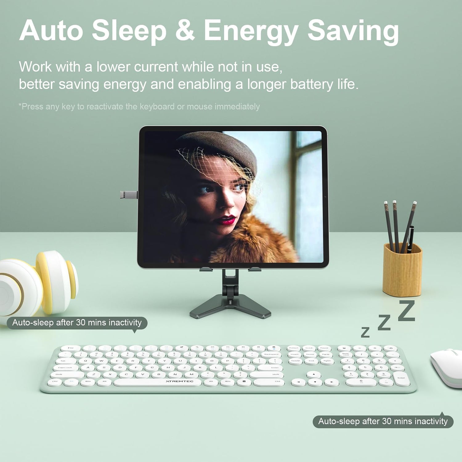 Wireless Keyboard and Mouse, XTREMTEC Cute Keyboard Retro Round Keycap - 2.4GHz Ultra-Slim Quiet Aesthetic Keyboard for Mac Computer Laptop PC Desktops (Rosegold)