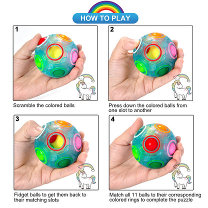 Vdealen Magic Rainbow Puzzle Ball- Fidget Ball Puzzle Game- Brain Teaser Toy for Boys &amp; Girls- Birthday Party Christmas Easter Gift Stocking Stuffers Toy for Kids Teens Adults- 2 Pack