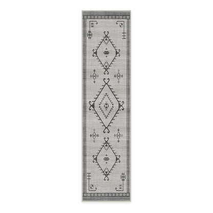 RUGGABLE Damali Runner Rug - Perfect Boho Washable Rug for Entryway Hallway Kitchen - Pet &amp; Child Friendly - Non-Toxic - Stain &amp; Water Resistant - Black &amp; White 2.5&