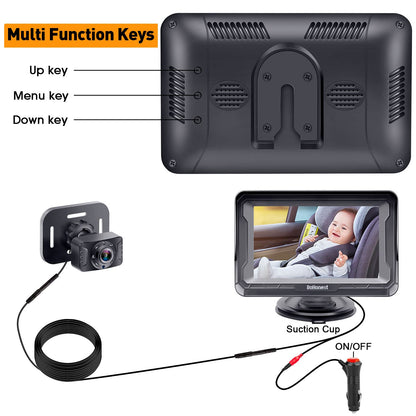 DoHonest Baby Car Camera 7-Inch: USB Plug and Play Easy Setup 360 Degree Rotating Backseat Camera Two Kids HD 1080P Rear Facing Car Seat Camera Clear Night Vision -V9 Black