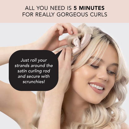 Kitsch Satin Heatless Curling Rod- XL Heatless Hair Curler w/Reliable Snap - Heatless Curls Overnight - Soft Hair Rollers to Sleep In - No Heat Curls Overnight Curlers for Short Hair - 4pcs -Rosewood