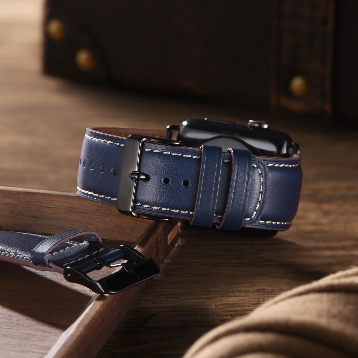 Bestig Compatible with Apple Watch Band 49mm 46mm 45mm 44mm 42mm(Series 3 2 1) Apple Watch Leather Bands Genuine Leather for iWatch Strap Ultra Series 10 9 8 7 6 5 4 SE Women Man-Redbrown/Black