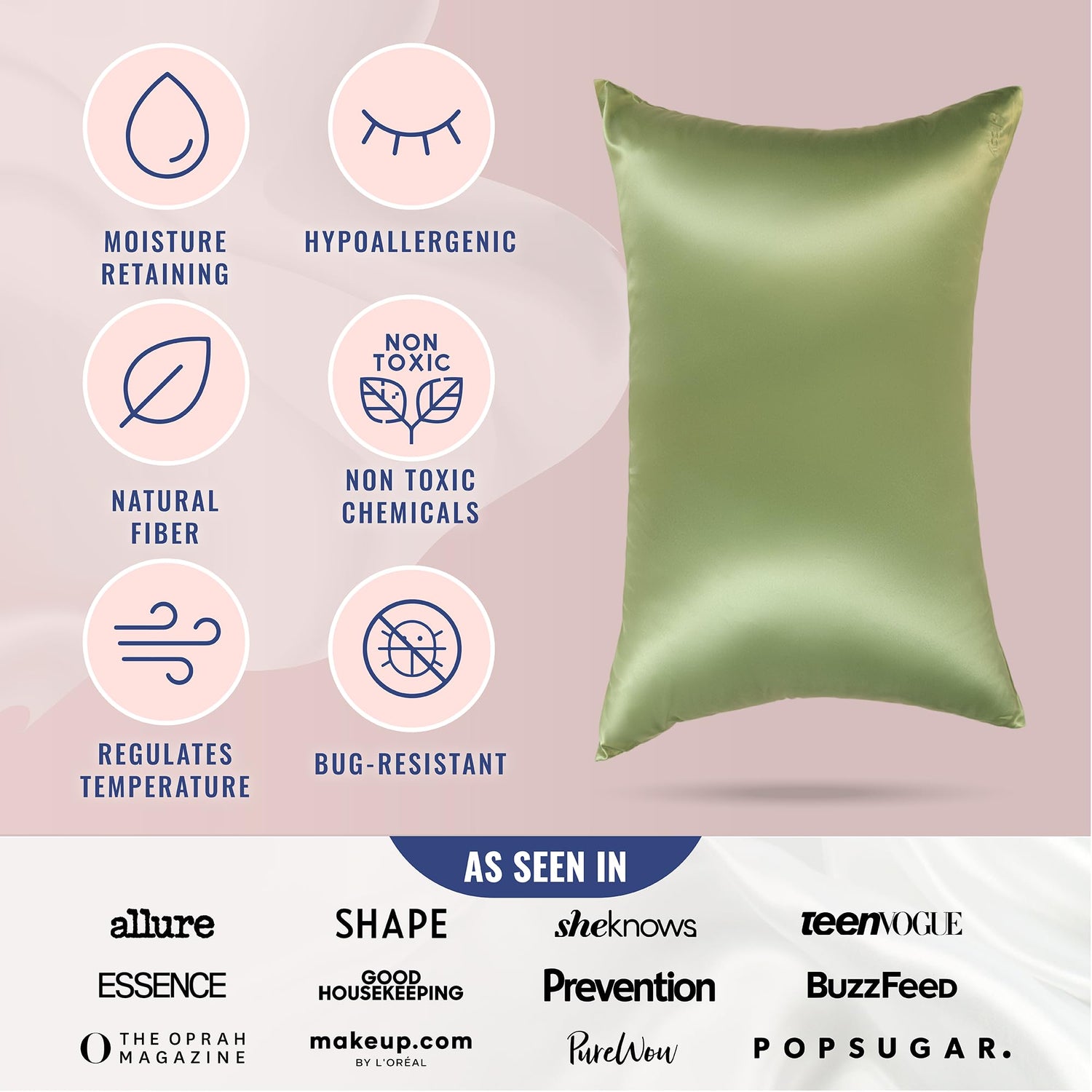 Blissy Silk Pillowcase - 100% Pure Mulberry Silk - 22 Momme 6A High-Grade Fibers - Silk Pillow Cover for Hair &amp; Skin - Regular, Queen &amp; King with Hidden Zipper (Queen, Champagne)