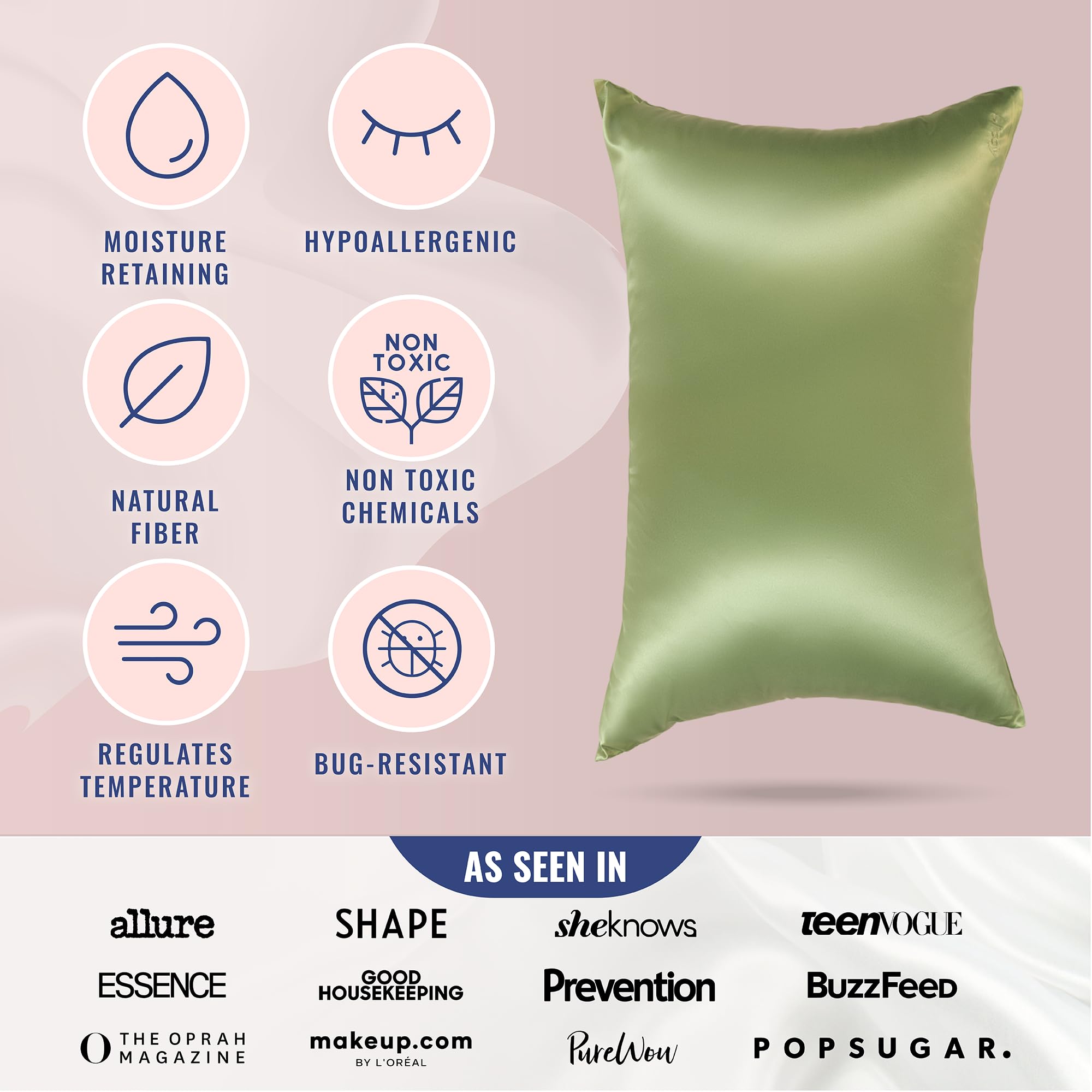 Blissy Silk Pillowcase - 100% Pure Mulberry Silk - 22 Momme 6A High-Grade Fibers - Silk Pillow Cover for Hair &amp; Skin - Regular, Queen &amp; King with Hidden Zipper (Queen, Champagne)
