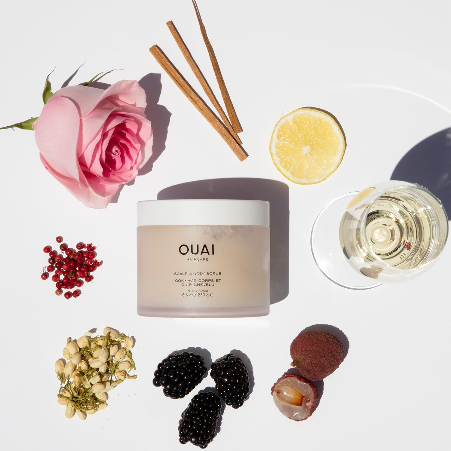 OUAI Scalp &amp; Body Scrub, Melrose Place - Exfoliating Body Scrub with Sugar &amp; Coconut Oil Blend for Smooth, Moisturized Skin - Gentle Scalp Scrub for Removing Product Build Up (8.8 Oz)