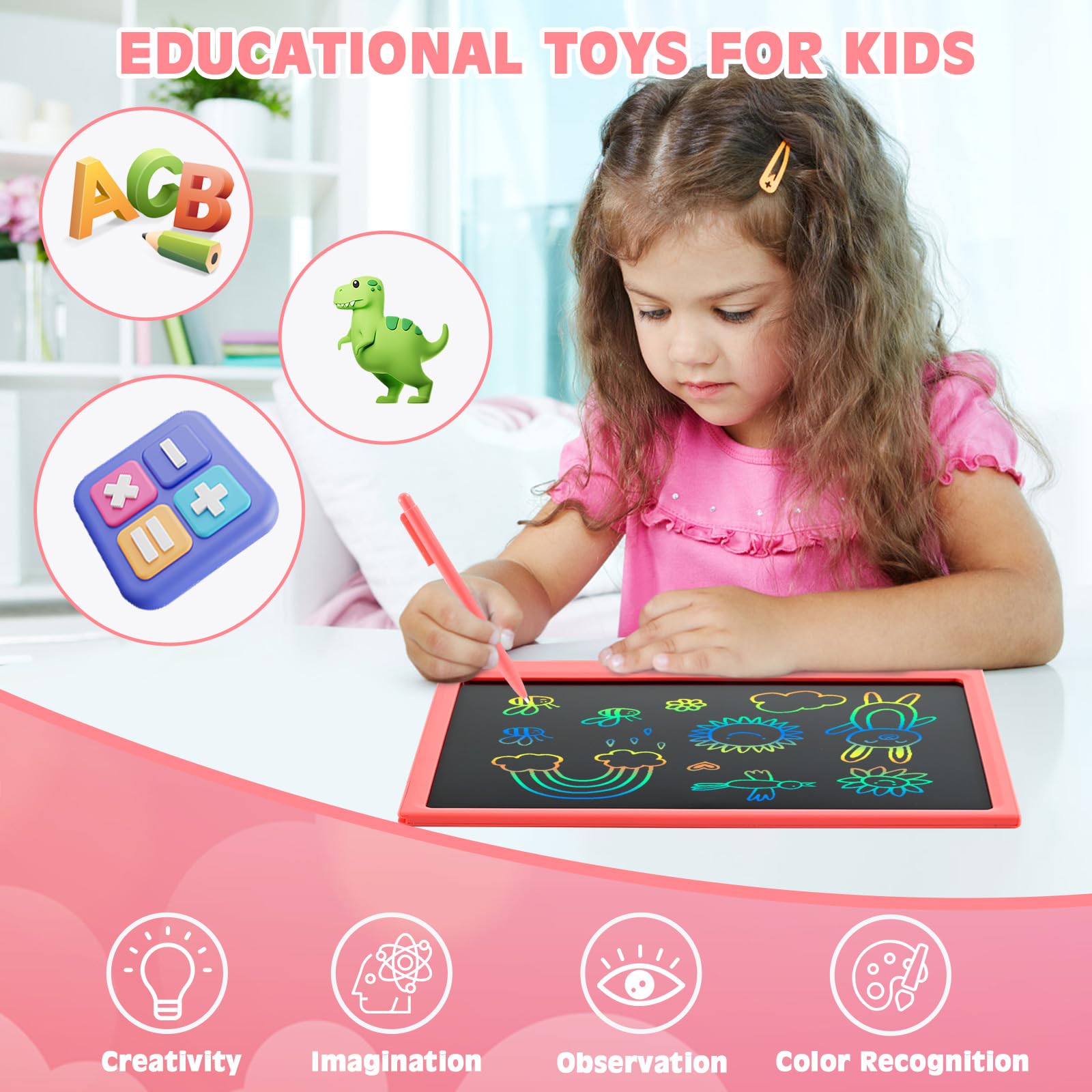 cimetech 2 Pack LCD Writing Tablet for Kids Toys, Colorful Drawing Tablet Doodle Board Writing Pad for Toddler Gifts, Kids Travel Essentials, Christmas Stocking Stuffers for 3-12 Years Boys Girls