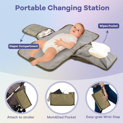RUVALINO Diaper Bag Backpack, Multifunction Travel Pack Maternity Baby Changing Bags, Large Capacity, Waterproof, Beige