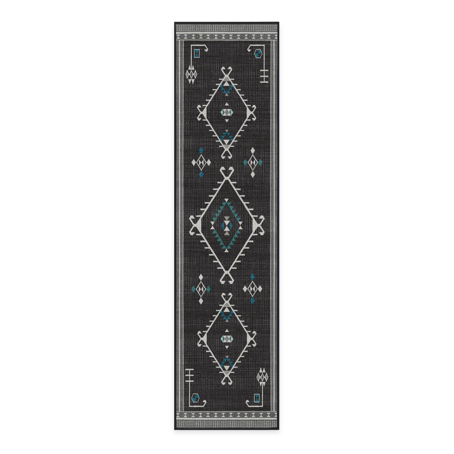 RUGGABLE Damali Runner Rug - Perfect Boho Washable Rug for Entryway Hallway Kitchen - Pet &amp; Child Friendly - Non-Toxic - Stain &amp; Water Resistant - Black &amp; White 2.5&